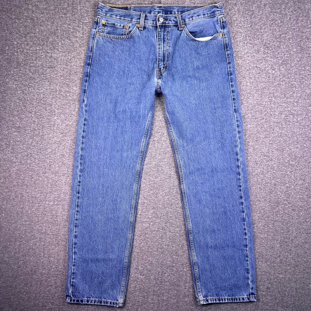 Levis 505 Regular Fit Jeans Mens 35x30 Blue Straight Classic Casual Denim